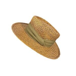STETSON - Men's Woven Straw Natural Fiber Gambler Hat Cotton Belt Size S/M